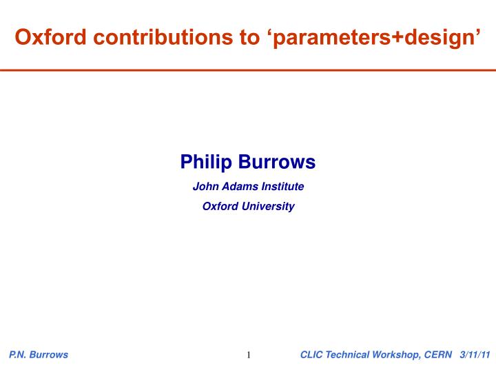 oxford contributions to parameters design