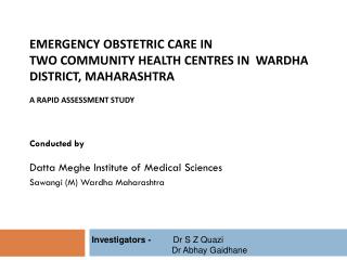 Conducted by Datta Meghe Institute of Medical Sciences Sawangi (M) Wardha Maharashtra