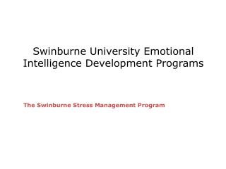Swinburne University Emotional Intelligence Development Programs