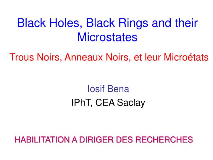 black holes black rings and their microstates