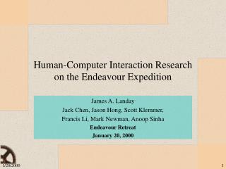 Human-Computer Interaction Research on the Endeavour Expedition