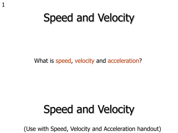 speed and velocity formula