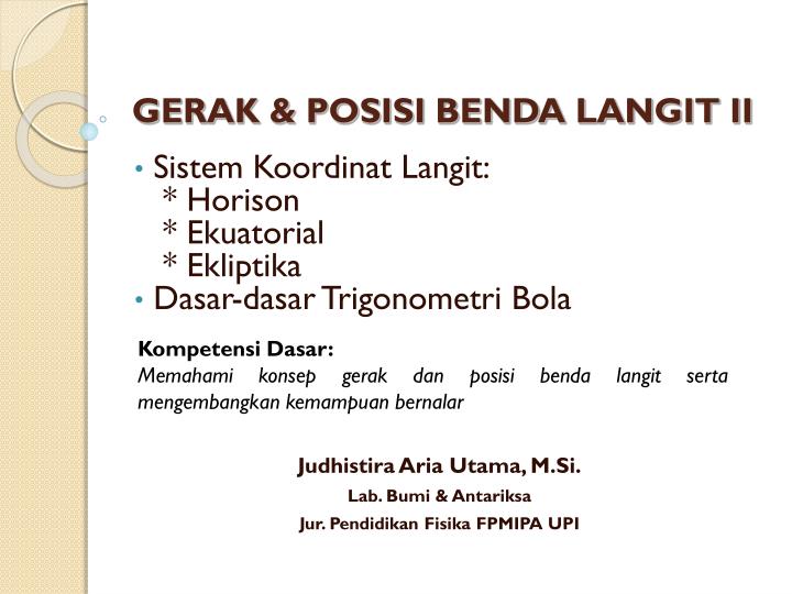 gerak posisi benda langit ii