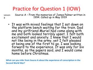Practice for Question 1 (IOW)