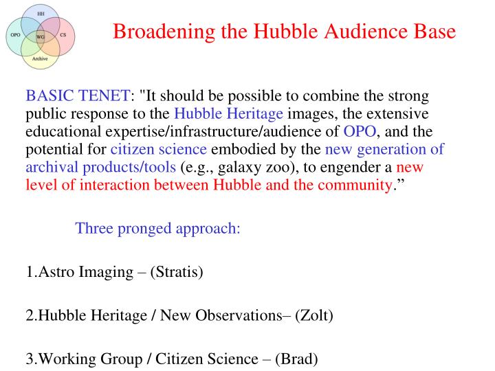 broadening the hubble audience base