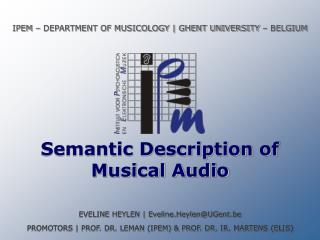 Semantic Description of Musical Audio