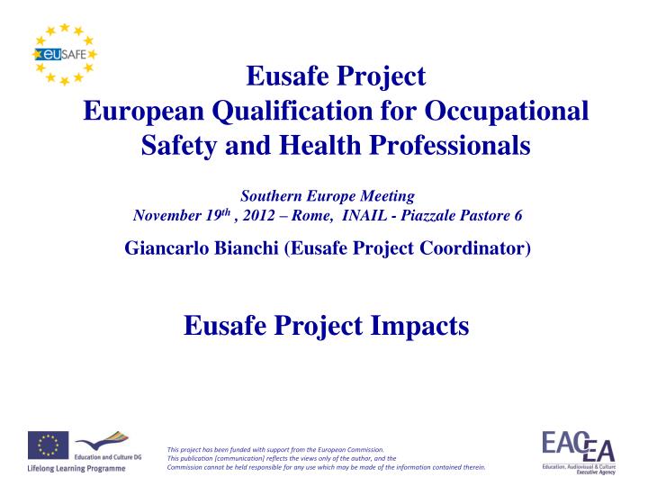eusafe project european qualification for occupational safety and health professionals