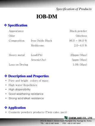 Specification of Products