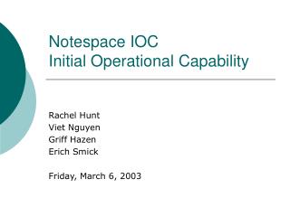 Notespace IOC Initial Operational Capability