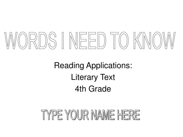 reading applications literary text 4th grade