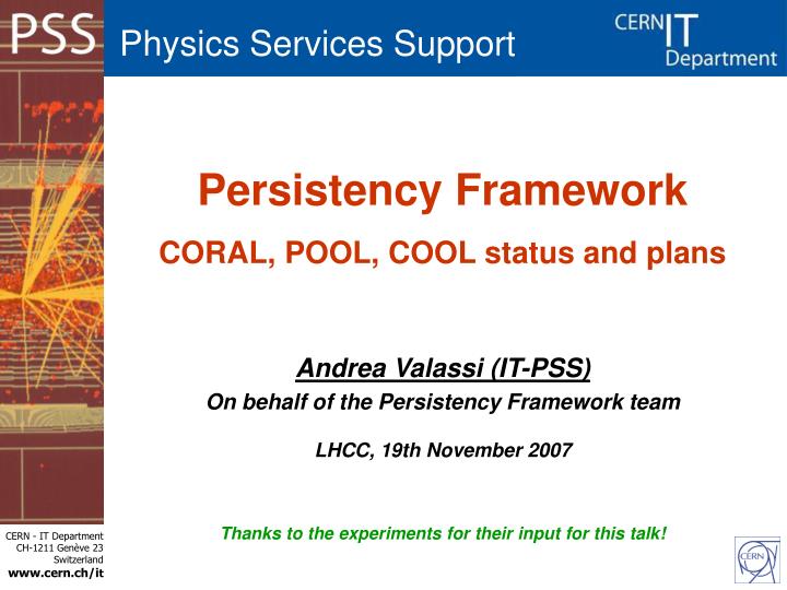 persistency framework coral pool cool status and plans