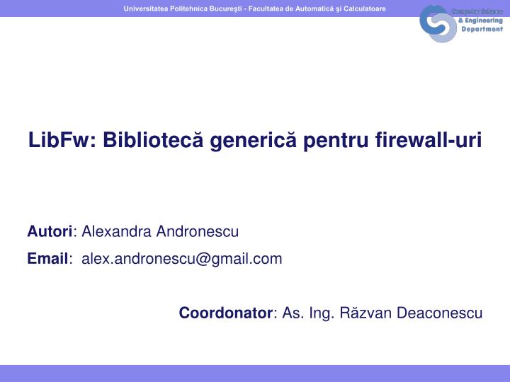 libfw bibliotec generic pentru firewall uri