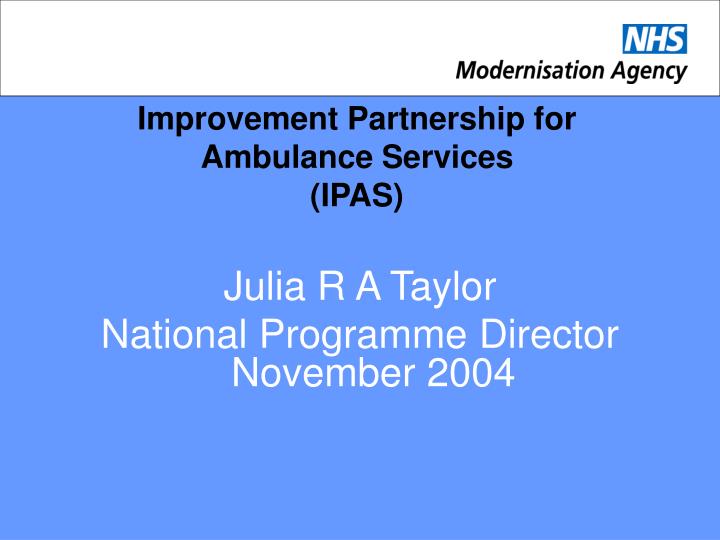 improvement partnership for ambulance services ipas