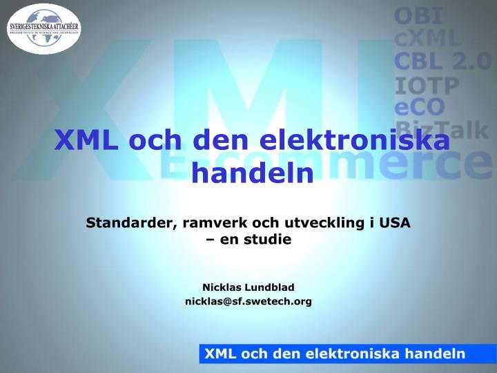 xml och den elektroniska handeln
