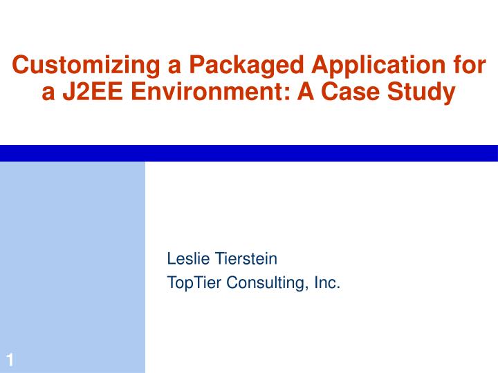 customizing a packaged application for a j2ee environment a case study