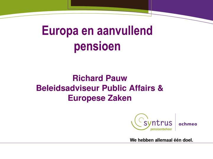 europa en aanvullend pensioen