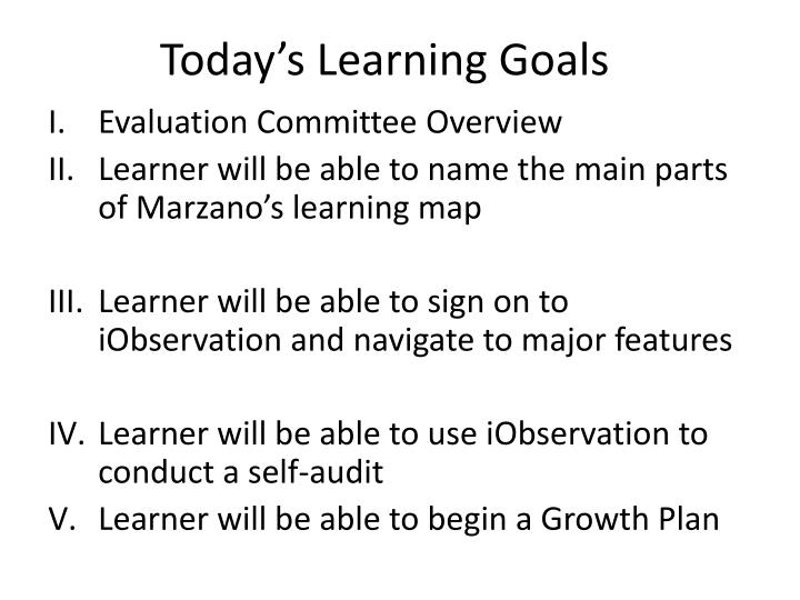 today s learning goals