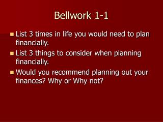 Bellwork 1-1