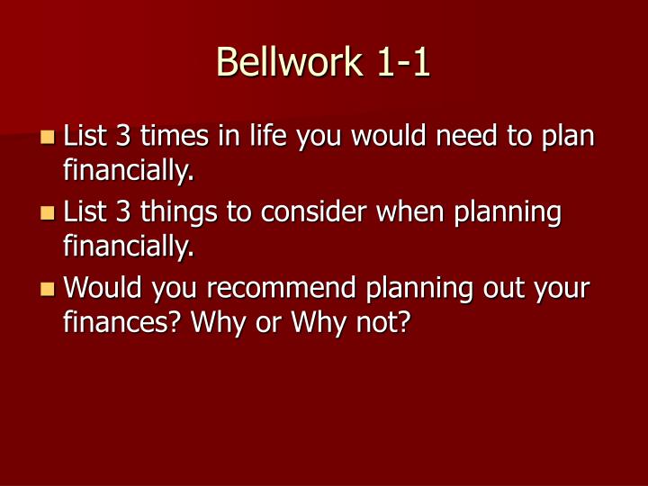 bellwork 1 1