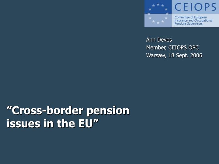 cross border pension issues in the eu