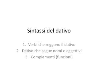 sintassi del dativo