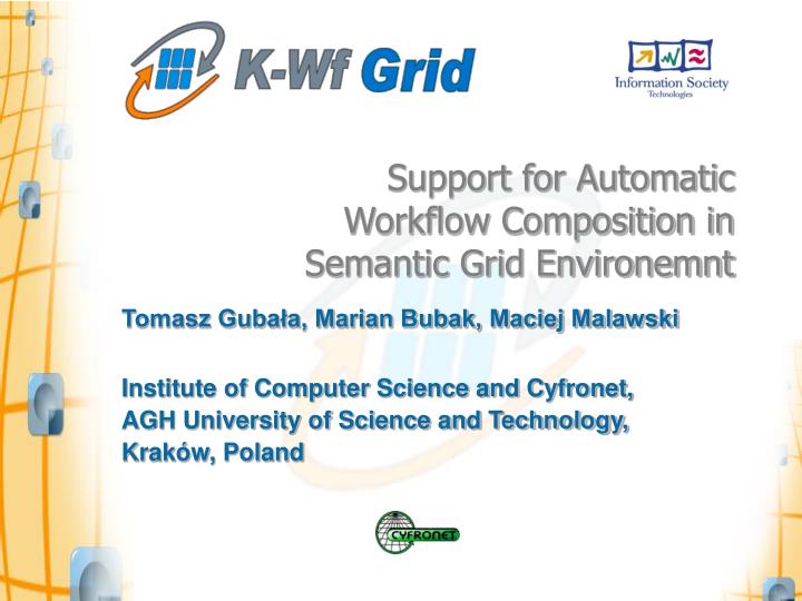 support for automatic workflow composition in semantic grid environemnt