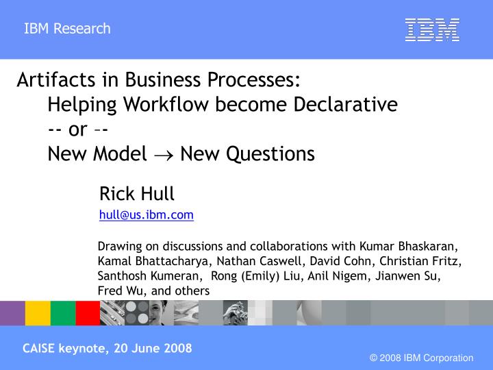 artifacts in business processes helping workflow become declarative or new model new questions