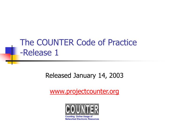 the counter code of practice release 1