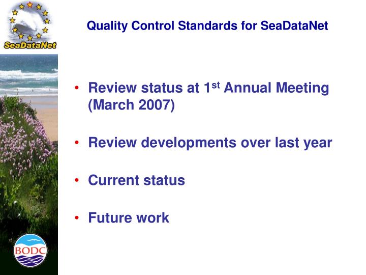 quality control standards for seadatanet