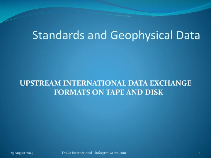 standards and geophysical data