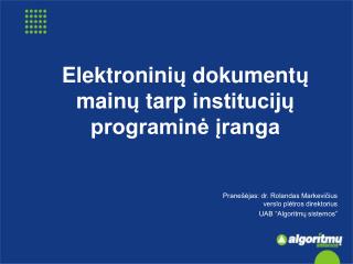 e lektronini dokument main tarp institucij programin ranga