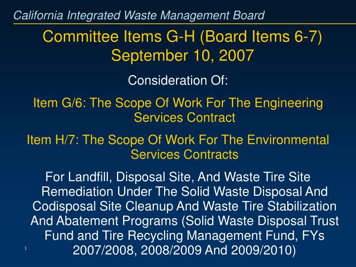 committee items g h board items 6 7 september 10 2007