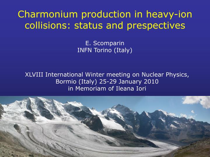charmonium production in heavy ion collisions status and prespectives