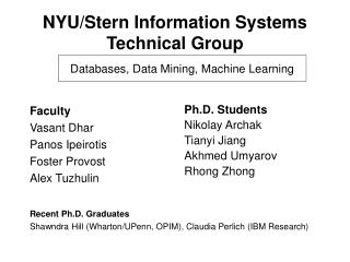 NYU/Stern Information Systems Technical Group