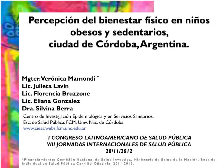 percepci n del bienestar f sico en ni os obesos y sedentarios ciudad de c rdoba argentina