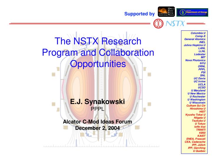 the nstx research program and collaboration opportunities