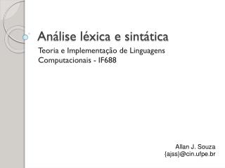 an lise l xica e sint tica