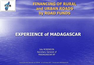 FINANCING OF RURAL and URBAN ROADS by ROAD FUNDS
