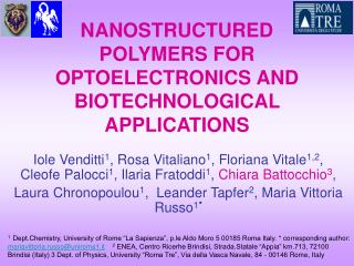 NANOSTRUCTURED POLYMERS FOR OPTOELECTRONICS AND BIOTECHNOLOGICAL APPLICATIONS