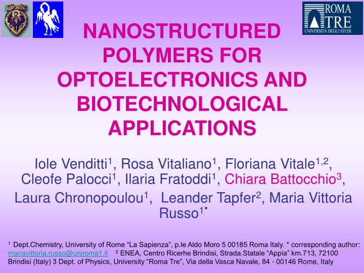 nanostructured polymers for optoelectronics and biotechnological applications