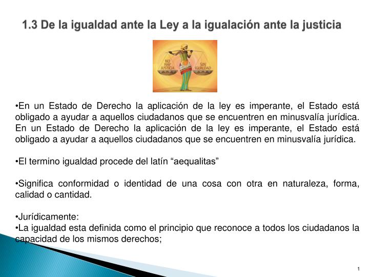 1 3 de la igualdad ante la ley a la igualaci n ante la justicia