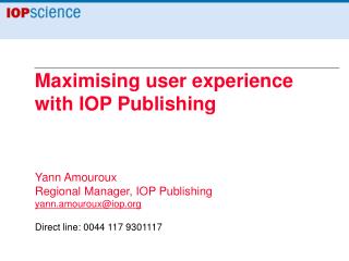 Maximising user experience with IOP Publishing