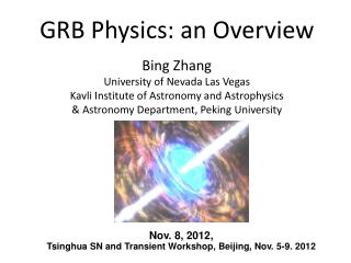 GRB Physics: an Overview Bing Zhang University of Nevada Las Vegas