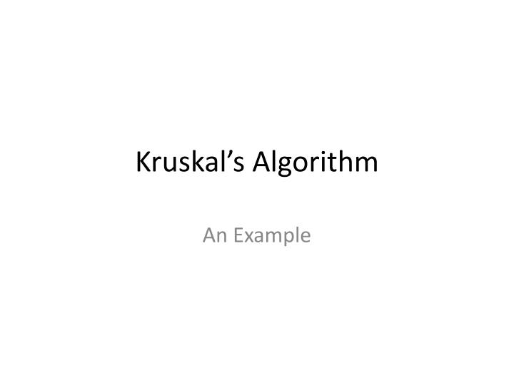 kruskal s algorithm