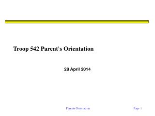Troop 542 Parent's Orientation