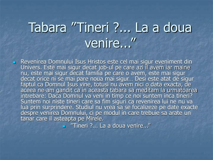 tabara tineri la a doua venire