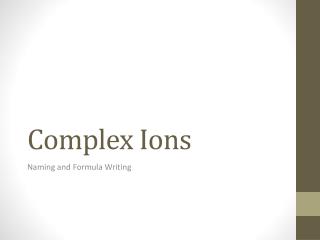 Complex Ions