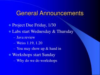 general announcements
