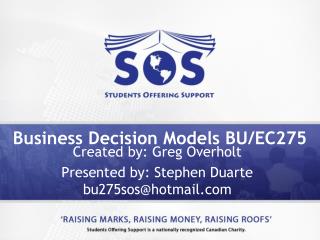 Business Decision Models BU/EC275