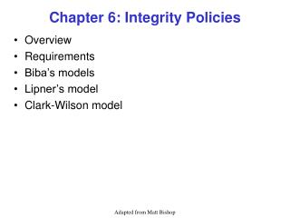 Chapter 6: Integrity Policies